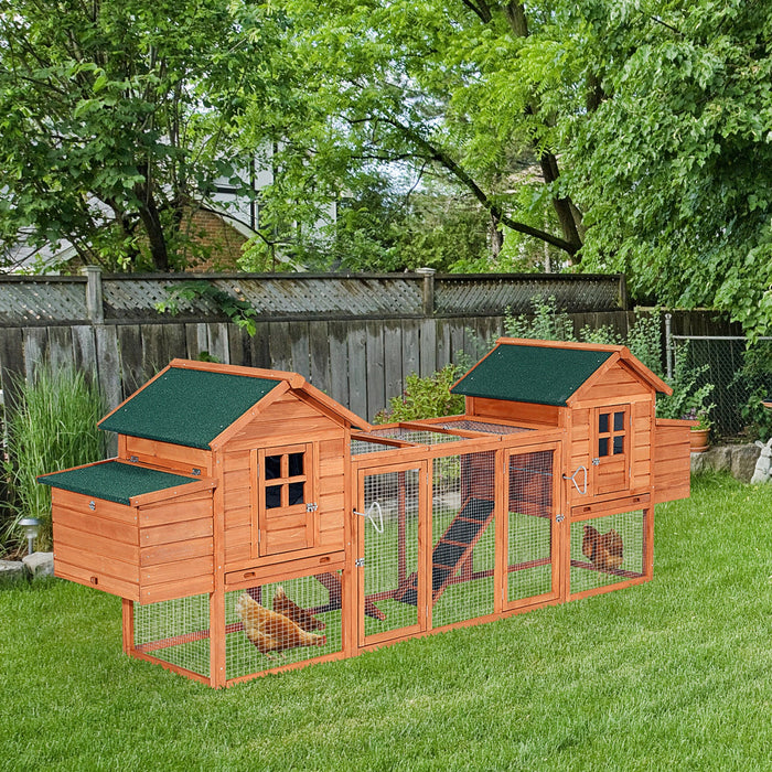 Pawhut 123\" Dual Chicken Coop Wooden Large Chicken House Rabbit Hutch Hen Poultry Cage Backyard With
