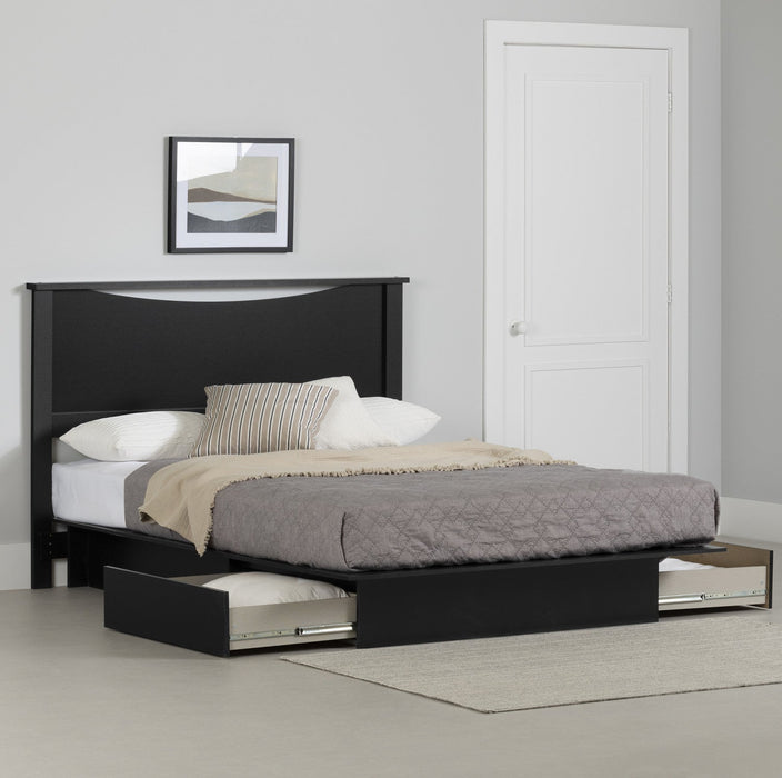 Step One Platform Bed And Headboard Set Pure Black - South Shore Queen Bed