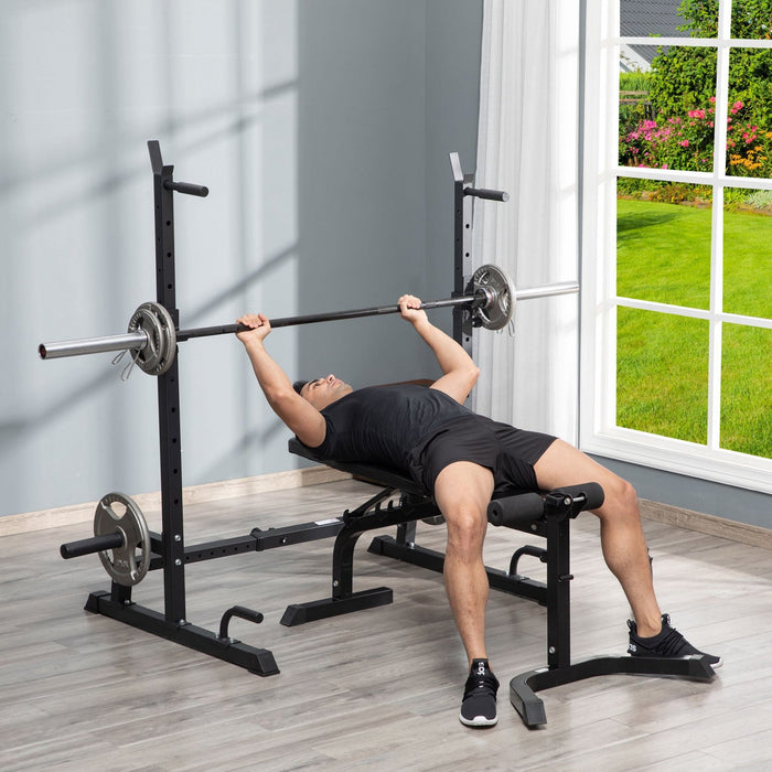 Soozier Multi-function Barbell Squat Rack Stand, Heavy-duty Strength Training Dumbbell Rack, Height 