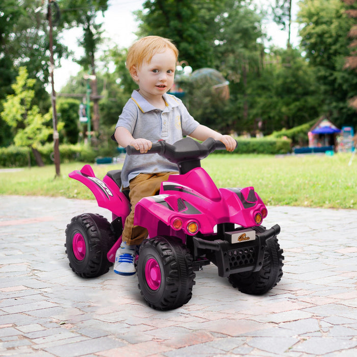 Qaba 6v Kids Atv Quad, 4 Wheeler Battery Powered Ride-On Electric Vehicle For Kids With Music, Forwa