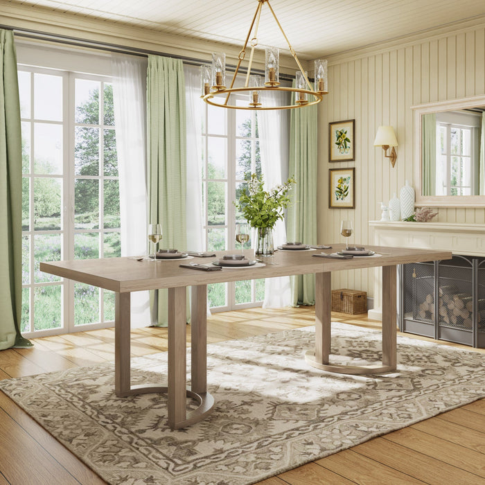 Ethan Dining Table With U-base, Solid Wood and Mdf, 95\"w - Natural 