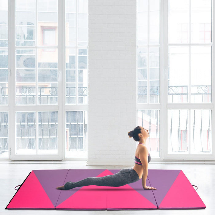 Soozier 4ftx10ftx2inch Pu Cuir Gymnastique Tumbling Gym Mat Arts Pliant Yoga Exercice Pad 4 Panneau 