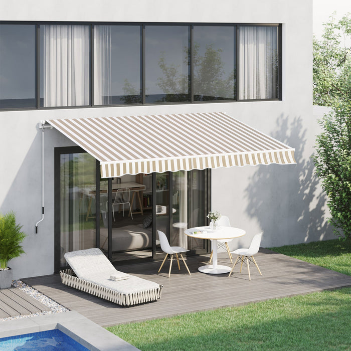 Outsunny Retractable Awning Manual Sun Shade Shelter Beige