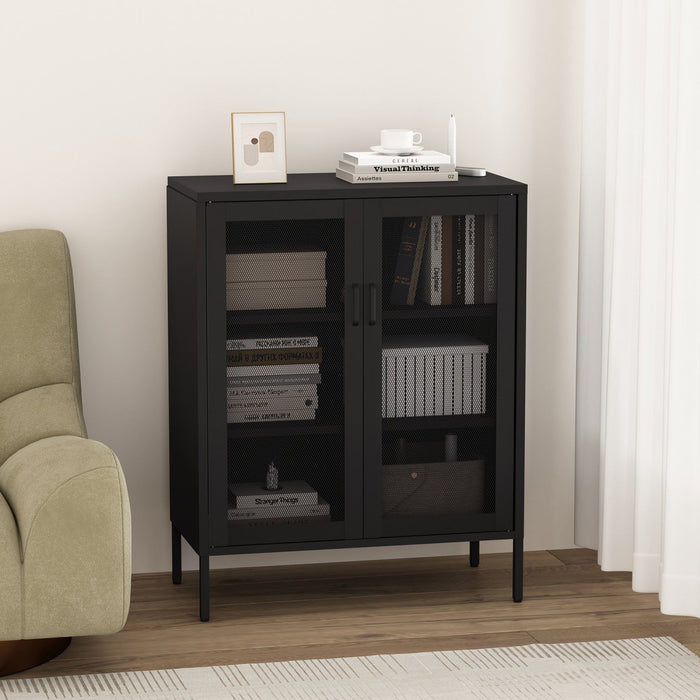 Amelia Modern 32\" Metal Accent Cabinet in Black 