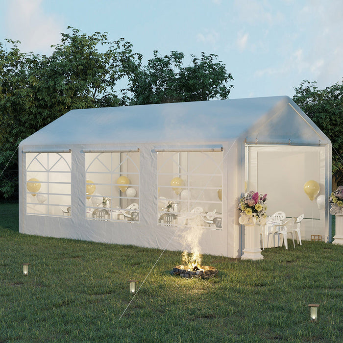 Outsunny 20’ X 10’ Heavy Duty Party Tent Outdoor Carport Canopy Shelter Gazobo With Water-resistant 