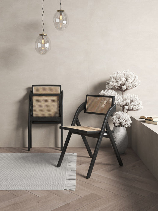 Lambinet Industry Chic Wood Folding Chair in Black and Natural - Set of 4 Dining Chair 