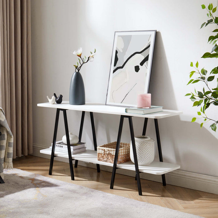 Celine Contemporary Modern 47\" Console Table in White 