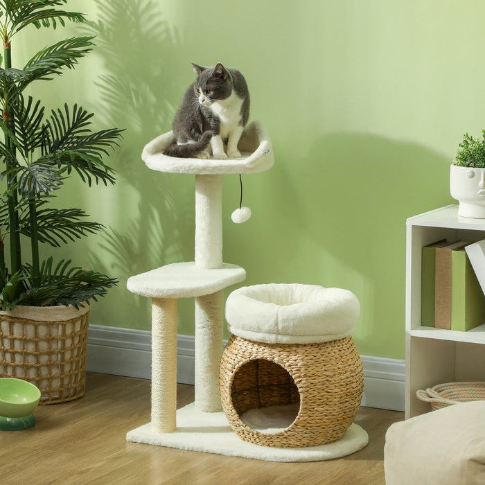 Pawhut 31\" Cat Tree, Cat Tower With Sisal Scratching Posts, Cat Condo, Cat Beds, Platform, Toy Ball,