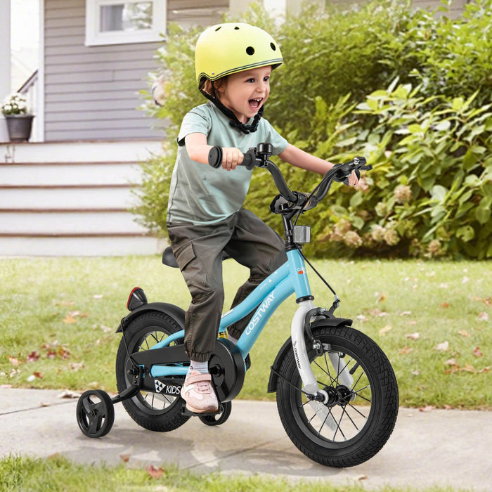 Costway 12" Kids Bike For 3-4 Years Old Boys & Girls With Adjustable Seat Handbrake Reflectors Blue