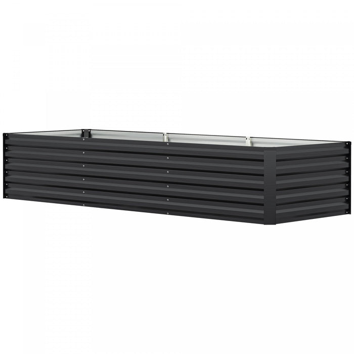 Outsunny 8x2.6x1.5ft Galvanized Raised Garden Bed, Open Bottom, Dark Grey