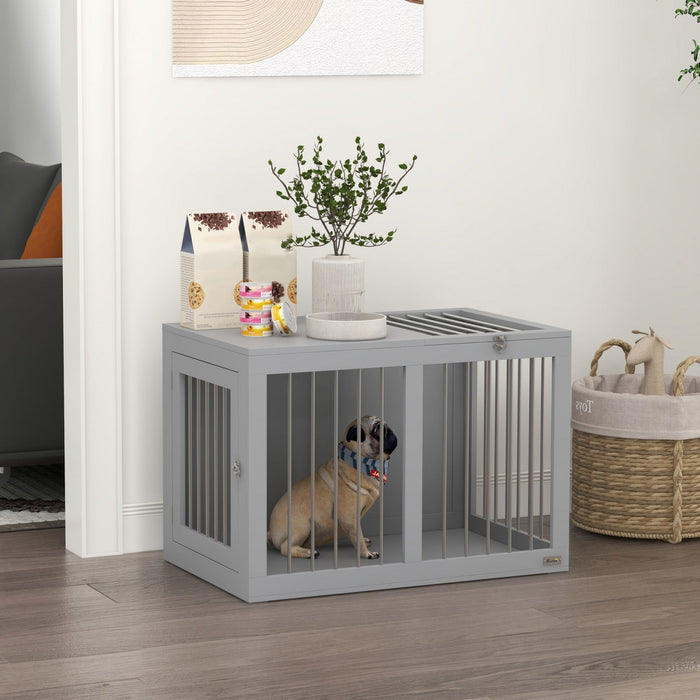 Pawhut Dog Crate Furniture, 31.5\" Dog Kennel Furniture Side End Table With Double Doors, For Medium 