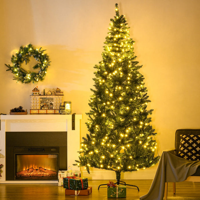Homcom 7ft Prelit Artificial Christmas Tree With 450 Warm White Led Lights And 1146 Branches Tips