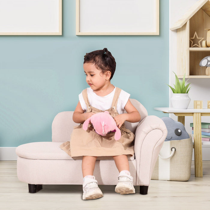 Qaba Kids Sofa, Toddler Couch With Storage Compartment, Children Chaise Lounge, Armrest Chair For Pr
