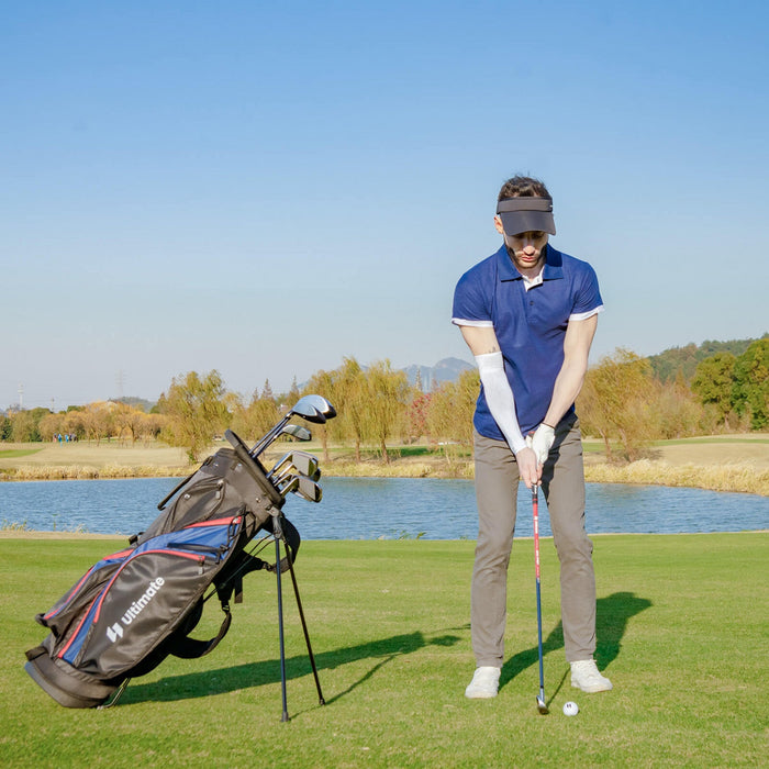 Ultimate Men's Complete Golf Club Set Golf Club Package Set Incl 460cc With Rain Hood Blue