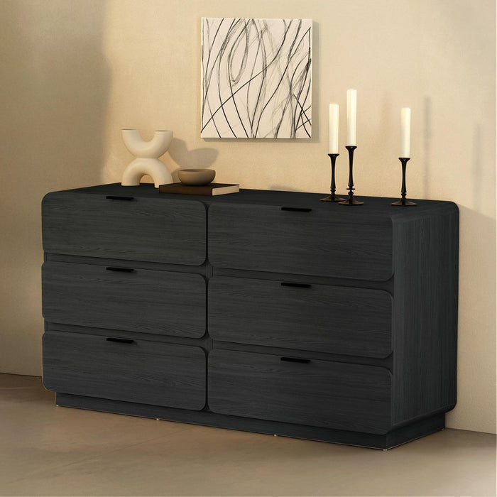 Chrystie Contemporary Modern 60\" Dresser in Black (6-Drawer) 