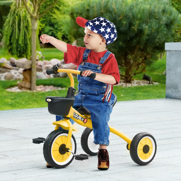 Qaba Tricycle For Toddler 2-5 Year Old Girls And Boys, Toddler Bike With Adjustable Seat, Basket, Be