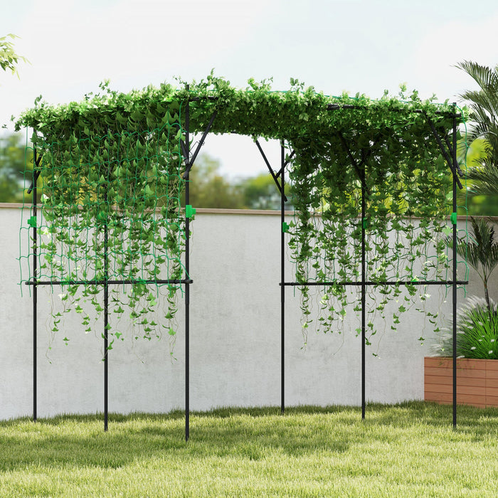 Outsunny Garden Arch Trellis, 7.3 FT Tall Cucumber Trellis, Black