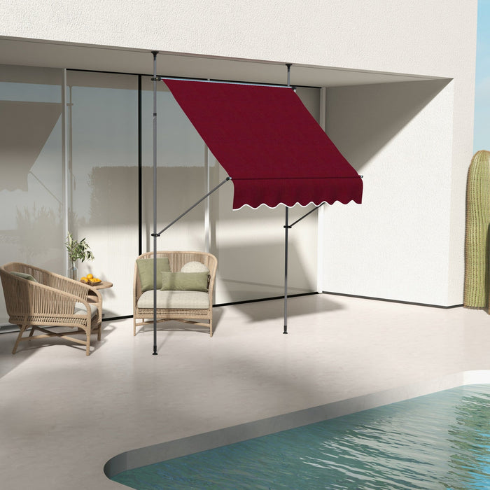 Outsunny 6.5' X 4' Retractable Awning, Freestanding & Non-screw, Wine Red