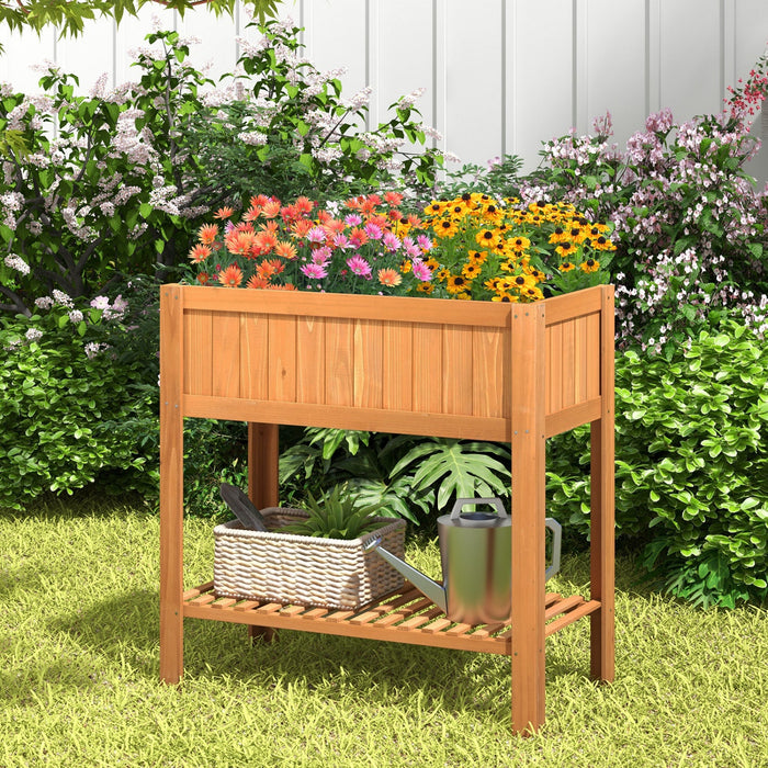 Costway Raised Garden Bed Elevated Planter Box Shelf Standing Garden Herb Garden Wood