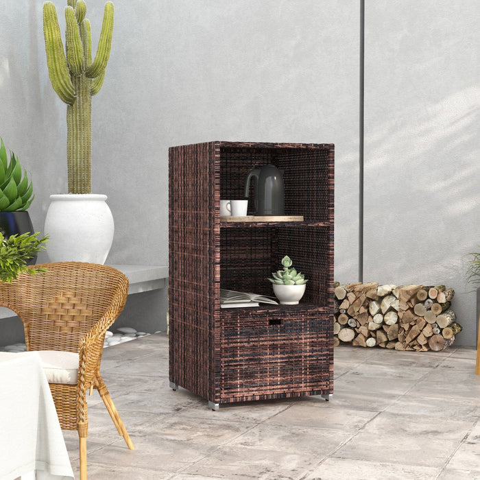 Outsunny Outdoor Storage Cabinet, Patio Storage Box Rack Rattan Wicker Pool Towel Valet Organizer Po