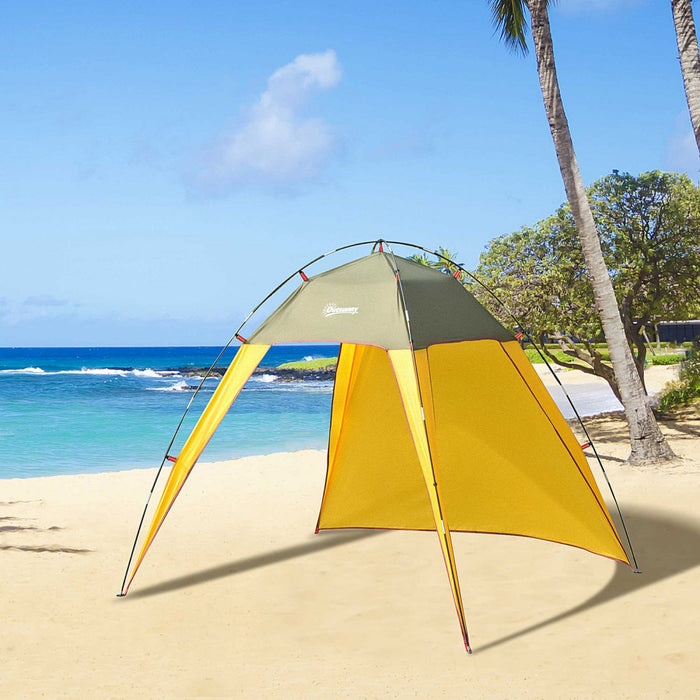 Outsunny 7x7x5.5ft Outdoor Folding Pop Up Beach Tent Sun Shade Shelter Patio Camping Canopy Fast Pit