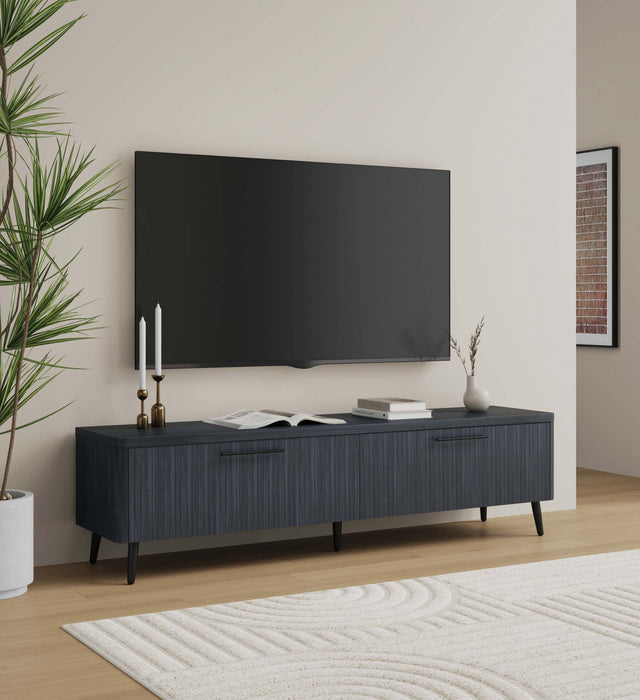 Jodie Mid-Century Modern 69\" Fluted TV Stand in Charcoal Gray 