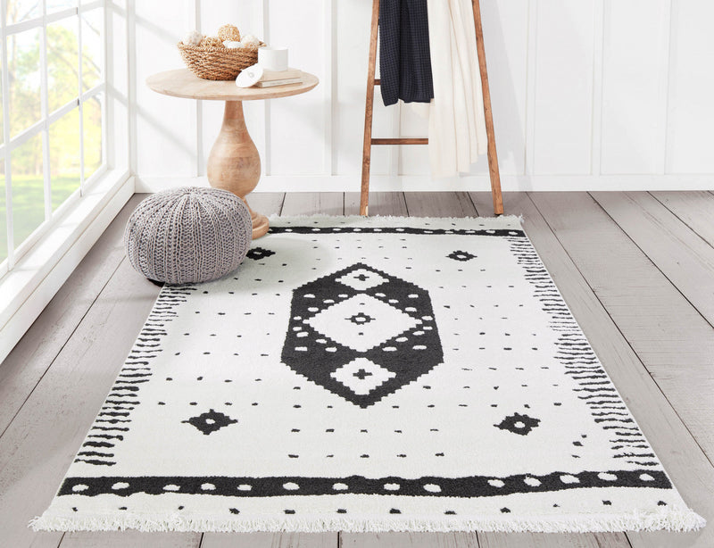 Lyra Contemporary 9'10\" x 12'10\" Area Rug in Ivory Indoor Area Rug 