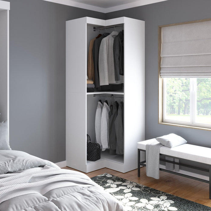 Bestar Pur 33 W Corner Closet Organizer - White
