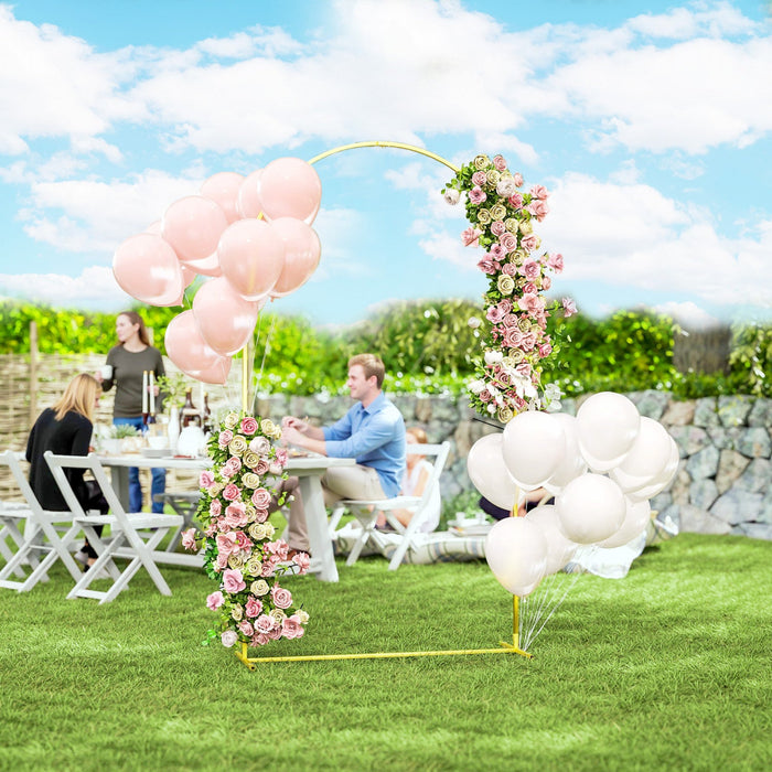 Outsunny 7ft X 4ft Gold Wedding Arch, Backdrop Stand With U-shaped Stakes