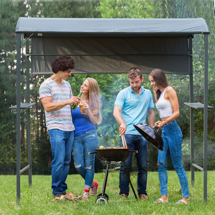 Outsunny 7x4.5ft Outdoor Bbq Gazebo Tent Metal Frame Garden Grill Canopy Sunshade Backyard Portable 