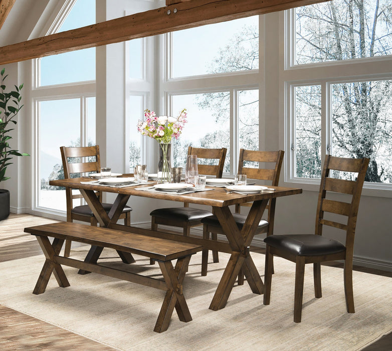 Brienne Dining Bench With Live Edge, Warm Oak Brown Dining Chair 