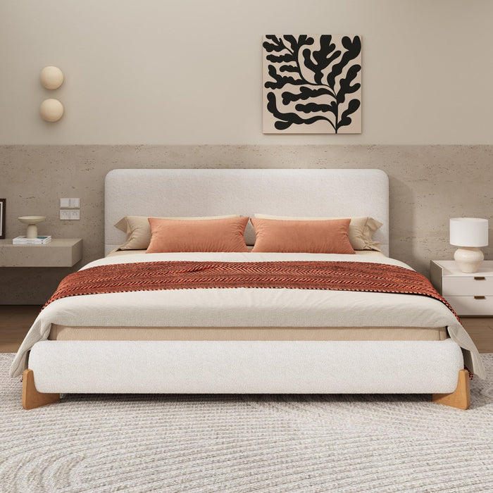 Olivia Elegant Comfortable Upholstered Bed,King Size,White King Bed  