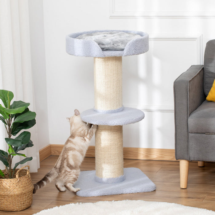 Pawhut 36\"h Large Cat Scratching Post For Indoor Cats, Bold Cat Tree Multi-level Kitty Tower With Si