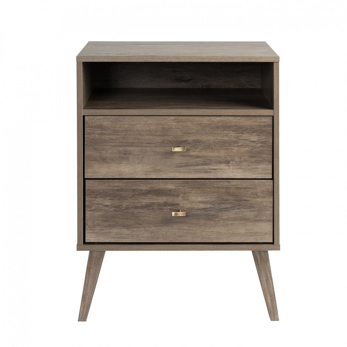 Milo 2-Drawer Tall Nightstand - Drifted Grey