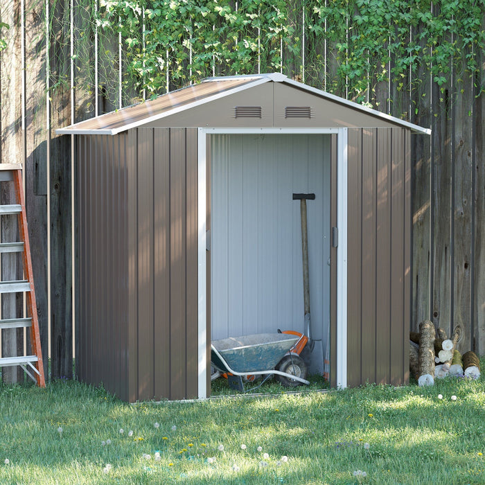 Outsunny 6.5ft X 3.5ft Metal Garden Shed, Large Outdoor Shed Storage Building With Double Sliding Do