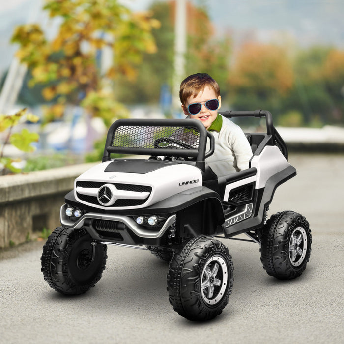 Aosom Licensed Mercedes-benz Unimog Ride On Truck, 12v Battery Powered Electric Vehicle With 2.4g Re