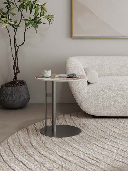 Alondra Modern Glam Sintered Stone Top End Table in Black 