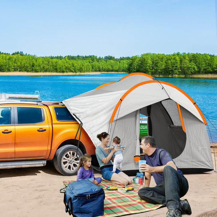 Outsunny Car Camping Tent With 3 Doors, 2000mm Waterproof, Grey And Orange
