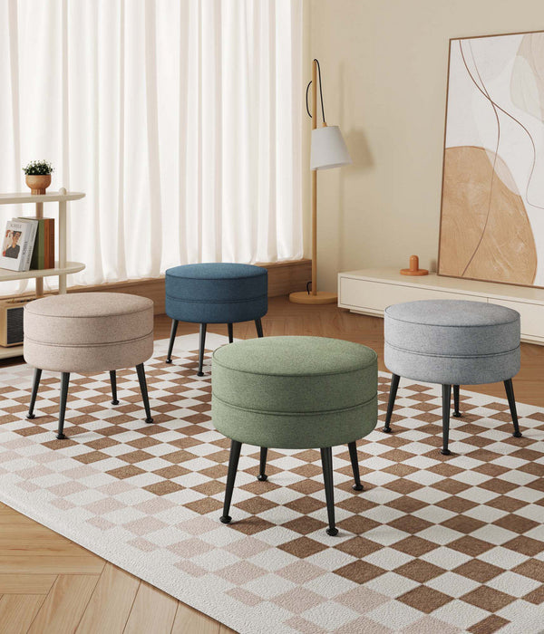 Bailey Mid-Century Modern 1-Piece Accent Ottoman in Blue, Gray, Wheat and Sage Green 