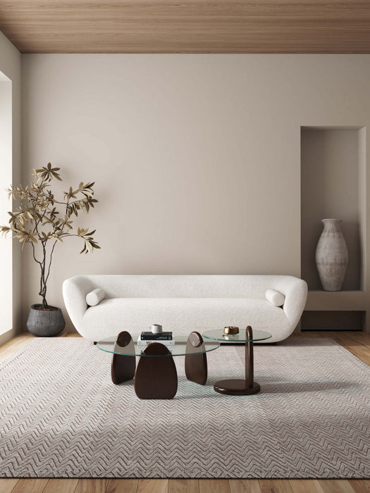 Artesia Modern Glam 2-Piece Coffee Table & End Table Set in Walnut 