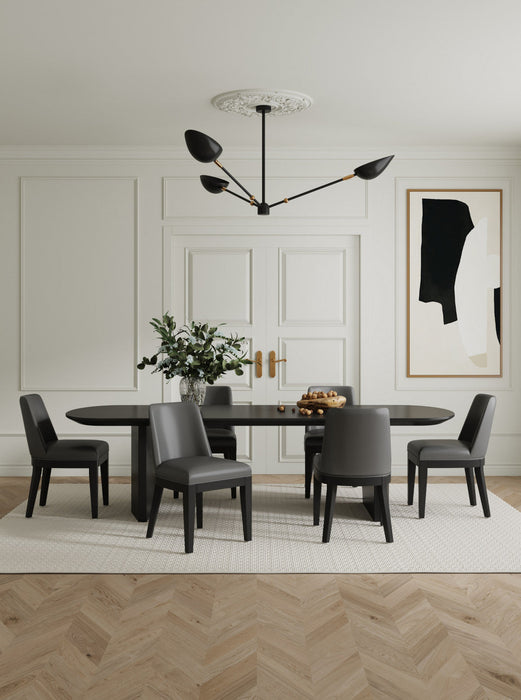 Gansevoort Modern Wood Vegan Leather Dining Chair in Graphite - Set of 4 