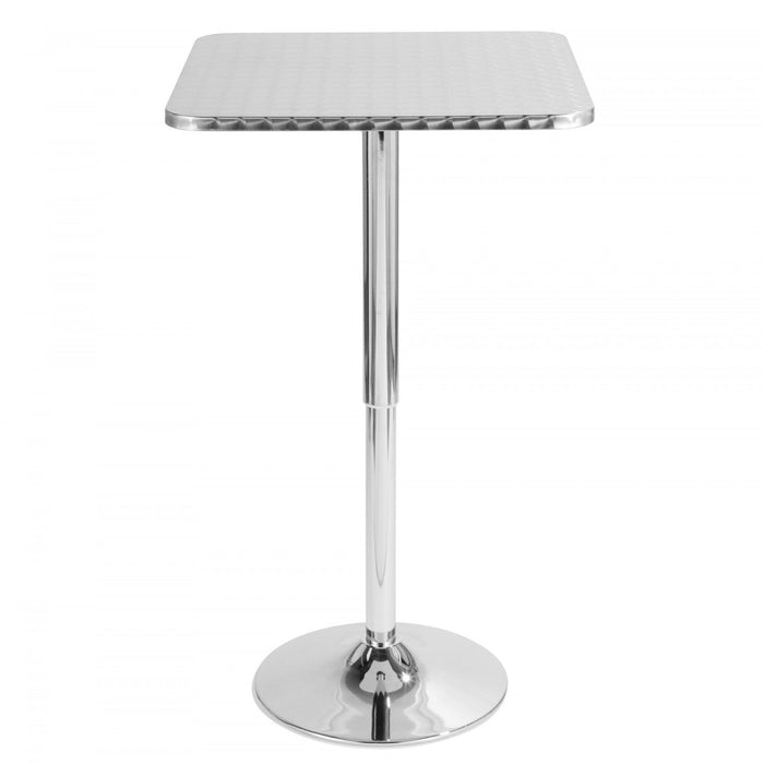 LumiSource Bistro Contemporary Adjustable Square Bar Dining Table - Silver