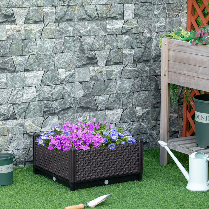 Outsunny Plastic Garden Raised Bed, Elevated Planter Box, Flower Vegetables Planting Container With 