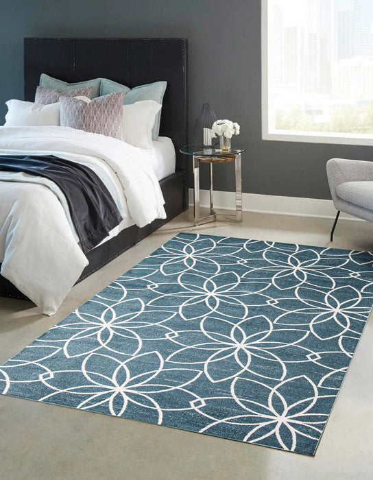Terali Turquoise Machine Washable Area Rug - 8'0\" x 10'0\"