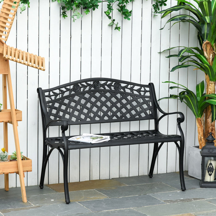 Outsunny 2-seater Aluminum Garden Bench Outdoor Loveseat Chair
