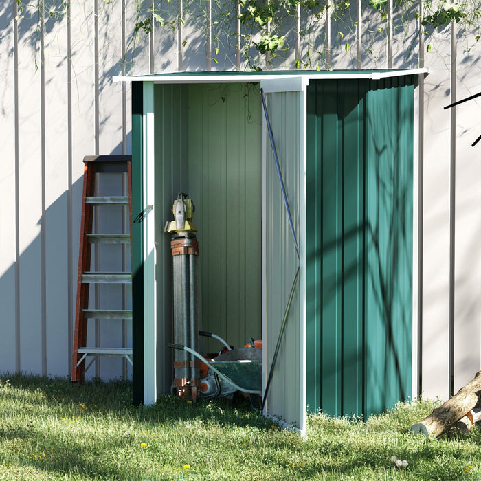 Outsunny 5 X 3ft Outdoor Storage Shed, Metal Garden Tool Shed With Sloped Roof, Lockable Door For To