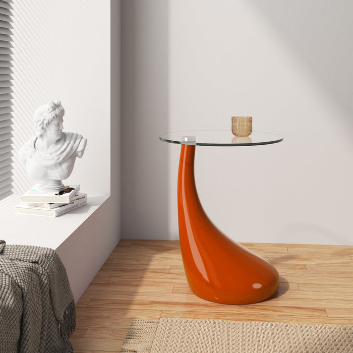 Lava Modern Glass Top End Table in Orange 