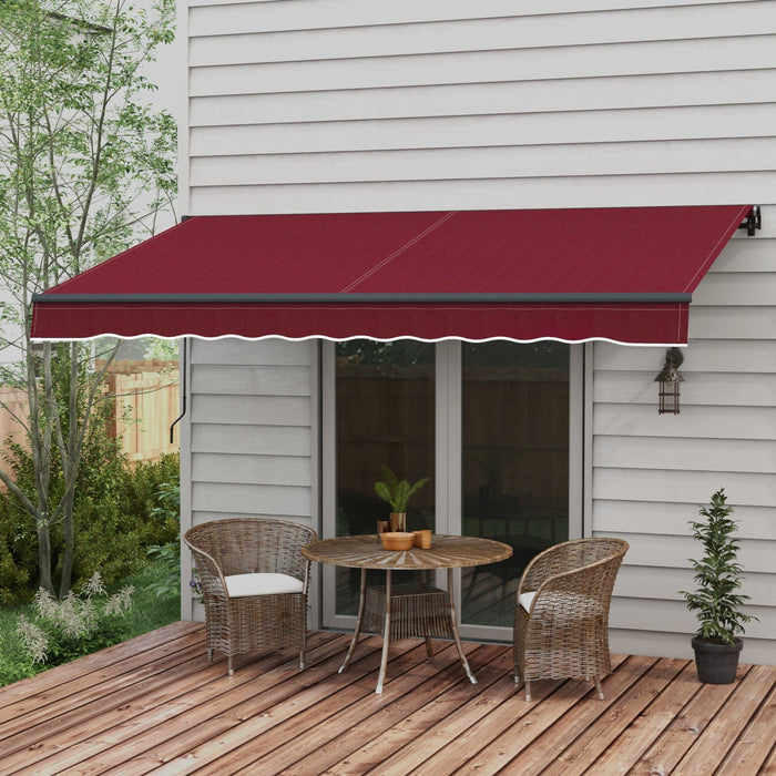 Outsunny 12' X 10' Retractable Awning, Patio Awning Sunshade Shelter With Manual Crank Handle, 280gs