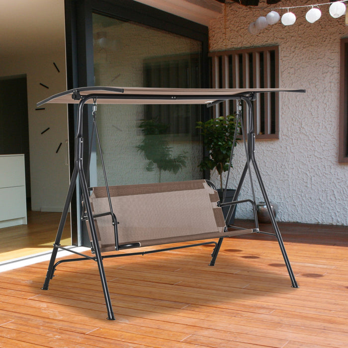 Outsunny 2-person Patio Swing Chair With Adjustable Canopy For Porch Garden