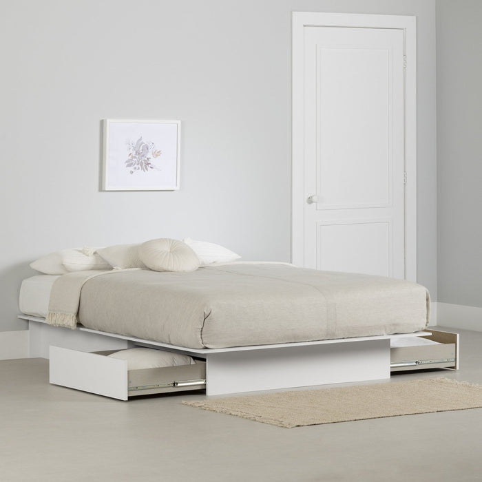Step One Platform Bed With Drawers - Pure White 